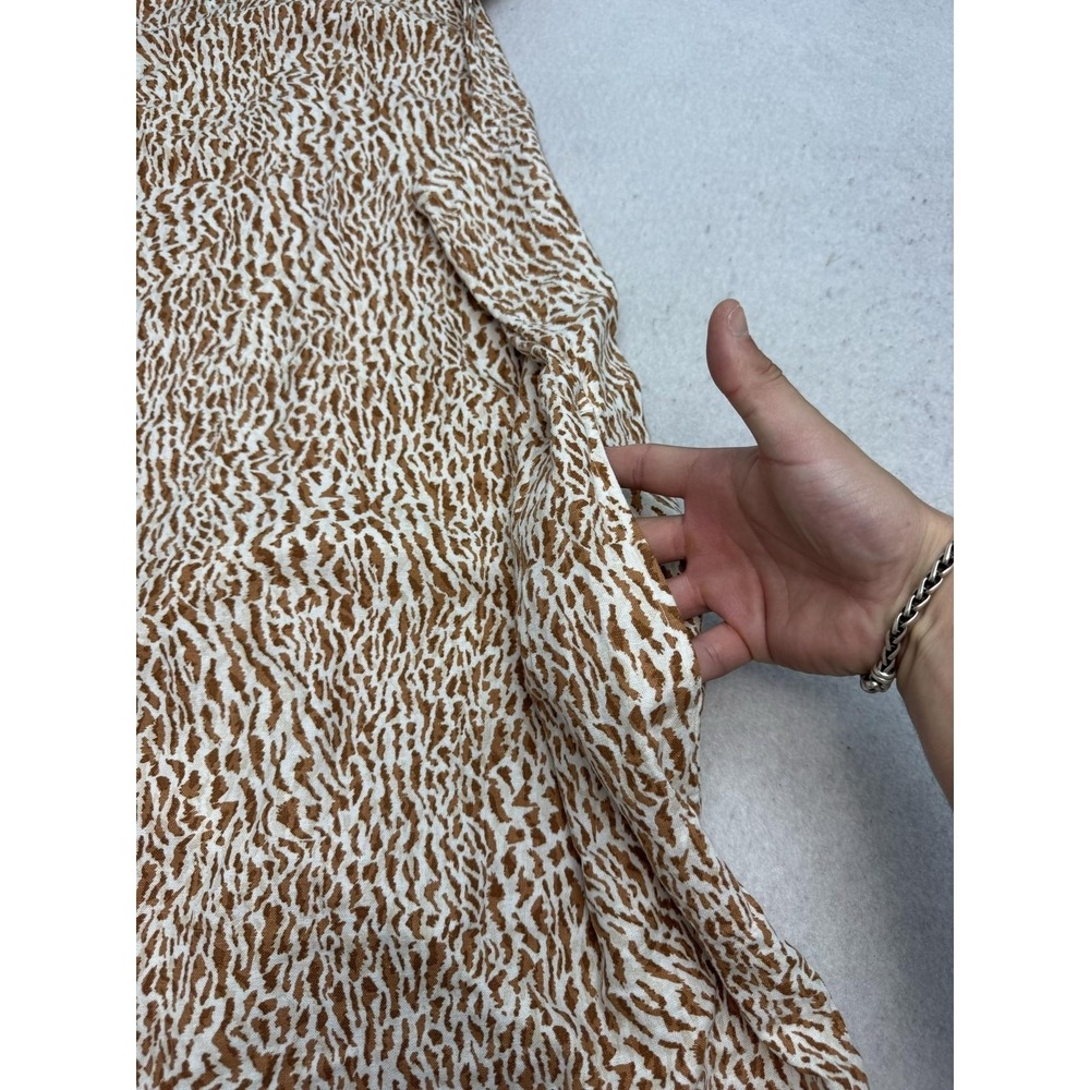 Old Navy Dress Women's XL Brown Animal Print Linen Tank Shift Knee Length Summer - Picture 3 of 10